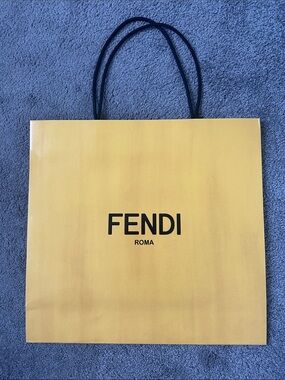 Fendi Yellow Paper Shopping Bag with Black Logo